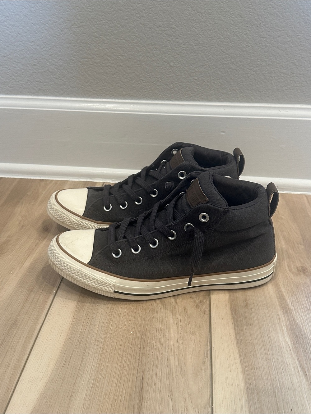 GUC Men's Street Mid Casual High-Top Canvas Converse Sneakers - Slate Gray 7.5